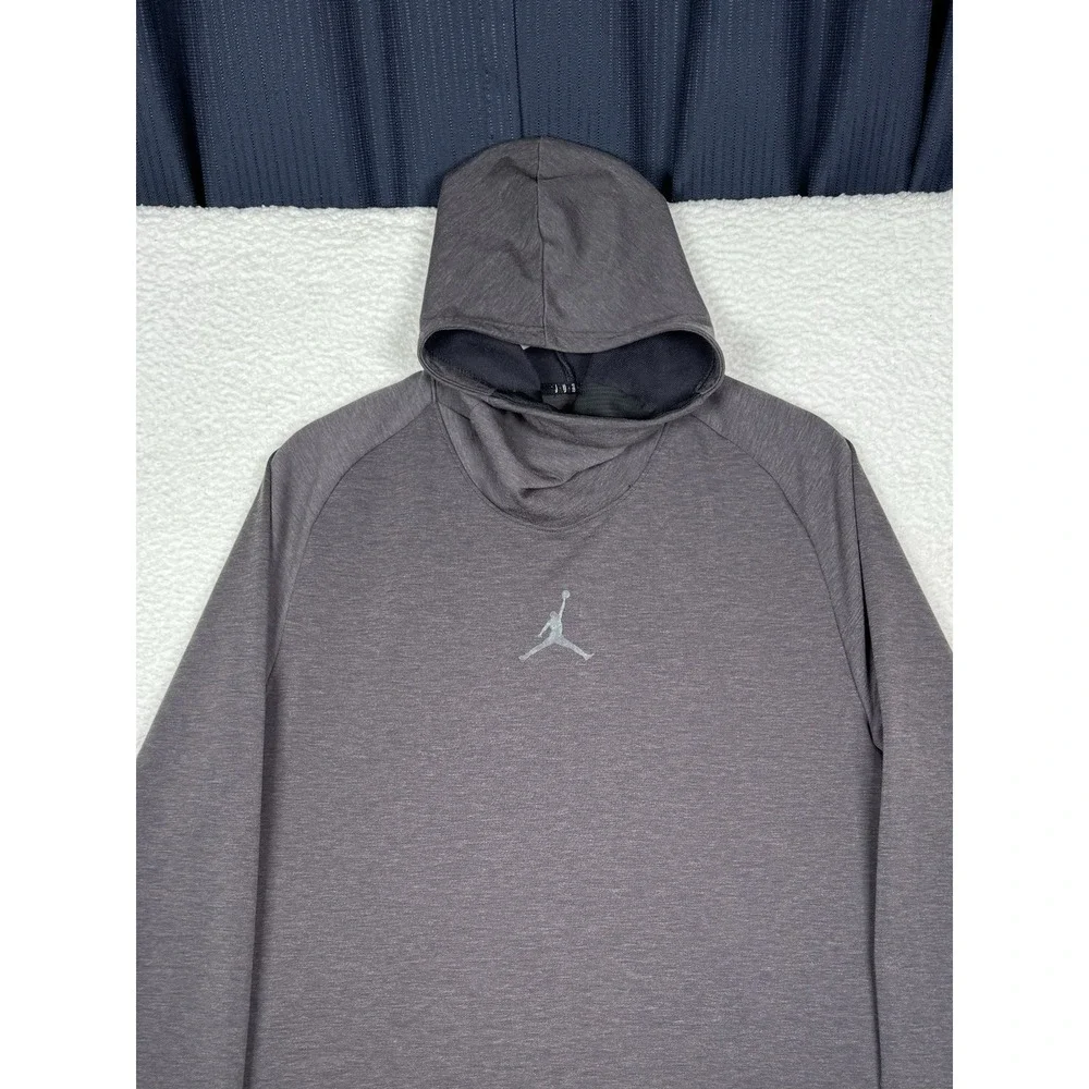 JORDAN Dri Fit Longsleeve Hooded Pullover Performance - Men's Large - Dark Gray
